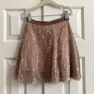 Zara Sparkling Sequin Skirt in rose gold